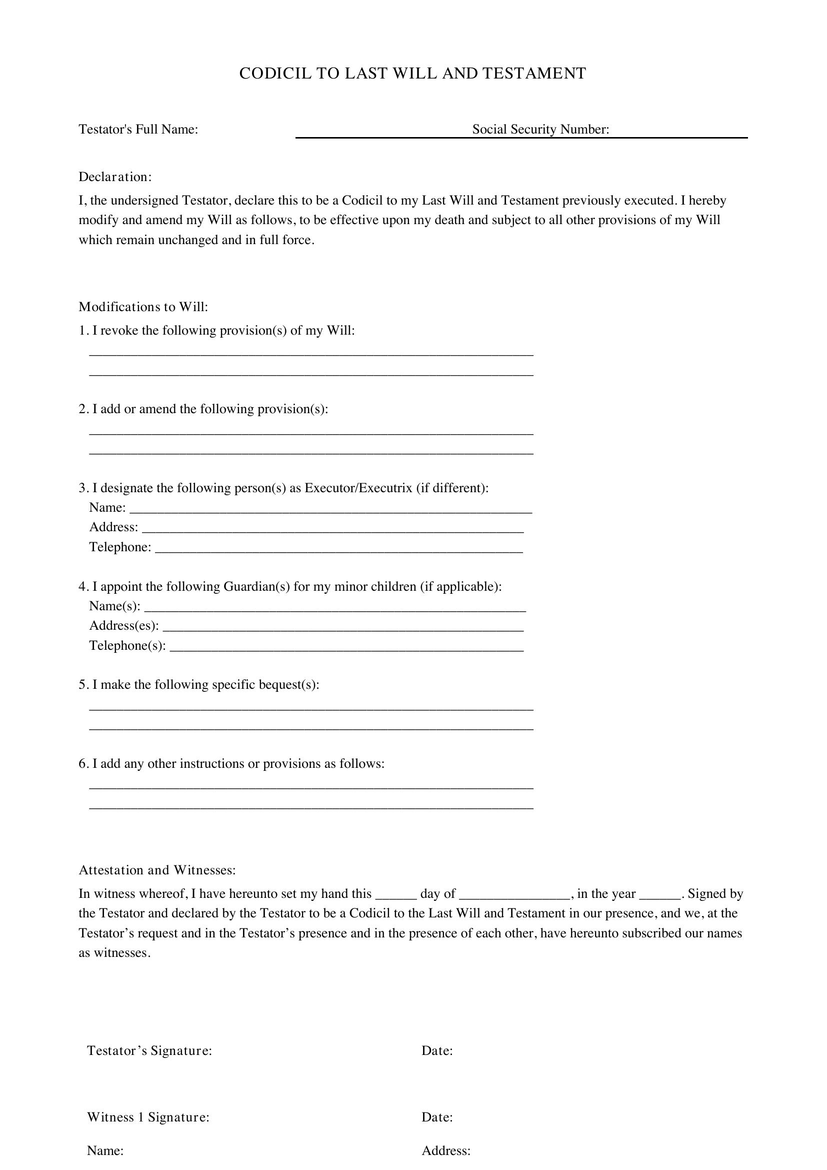Codicil Template