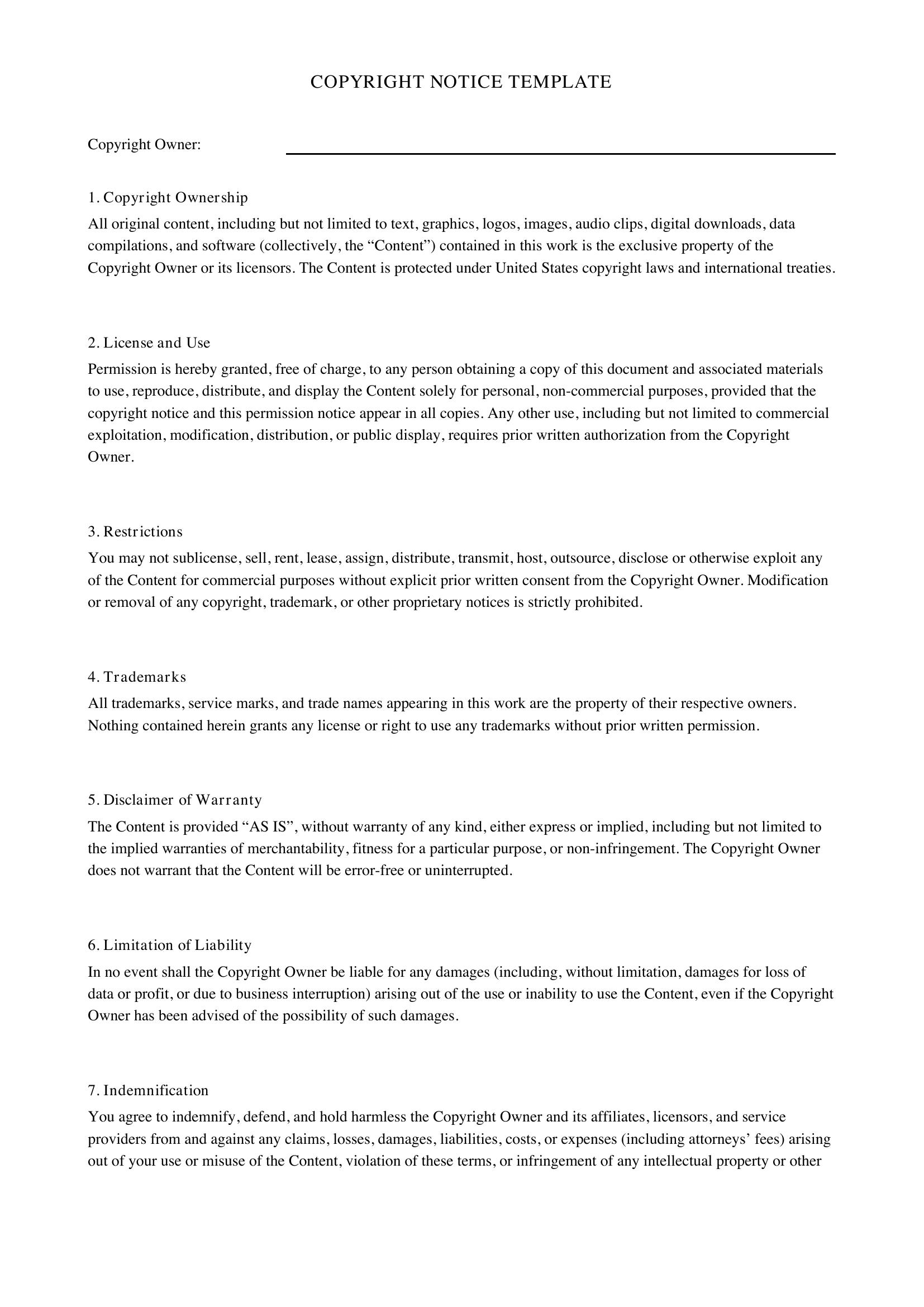 Copyright Notice Template