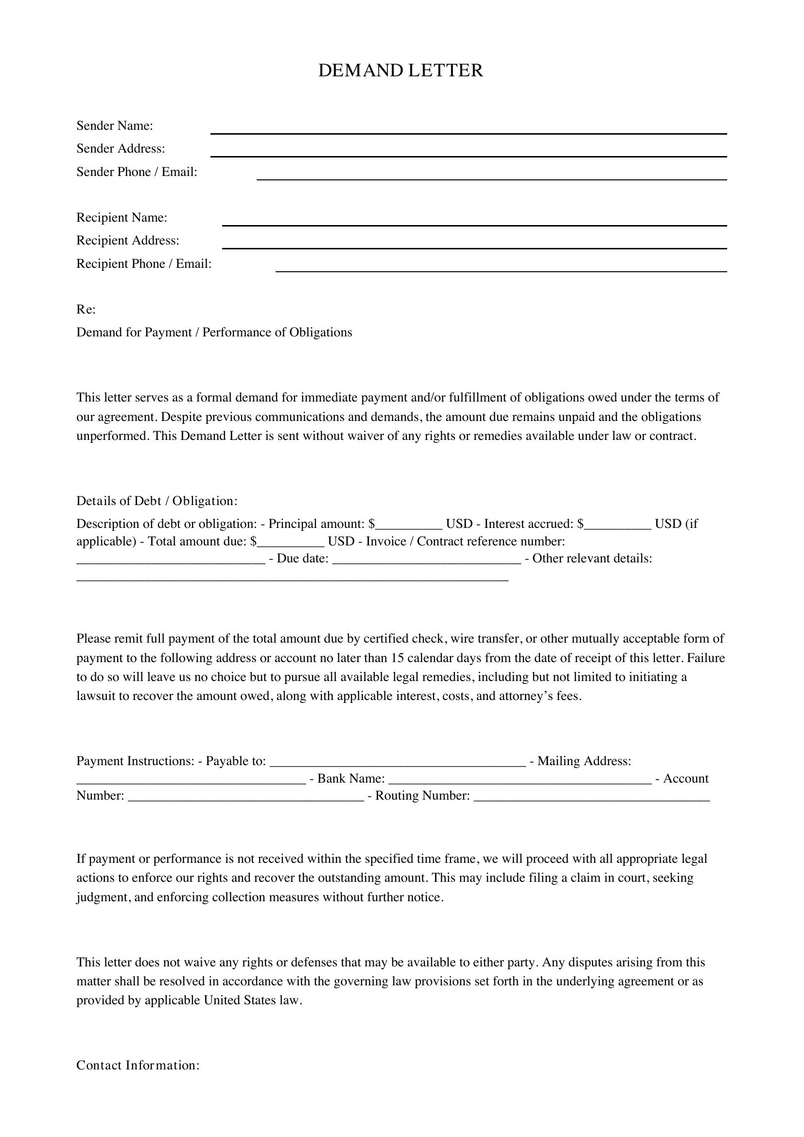 Demand Letter Template