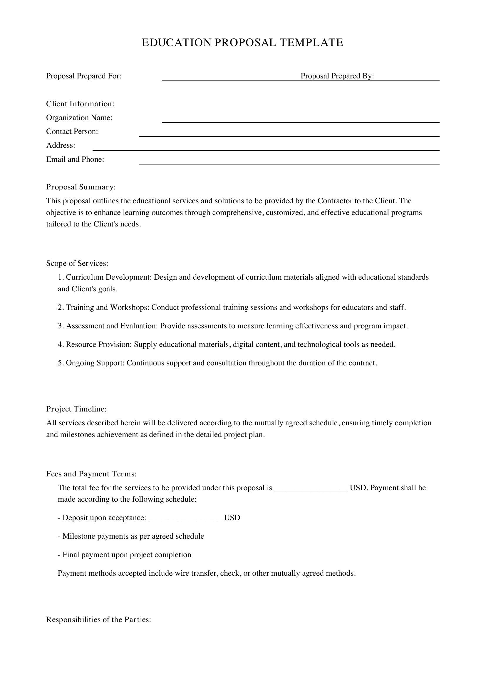 Education Proposal Template