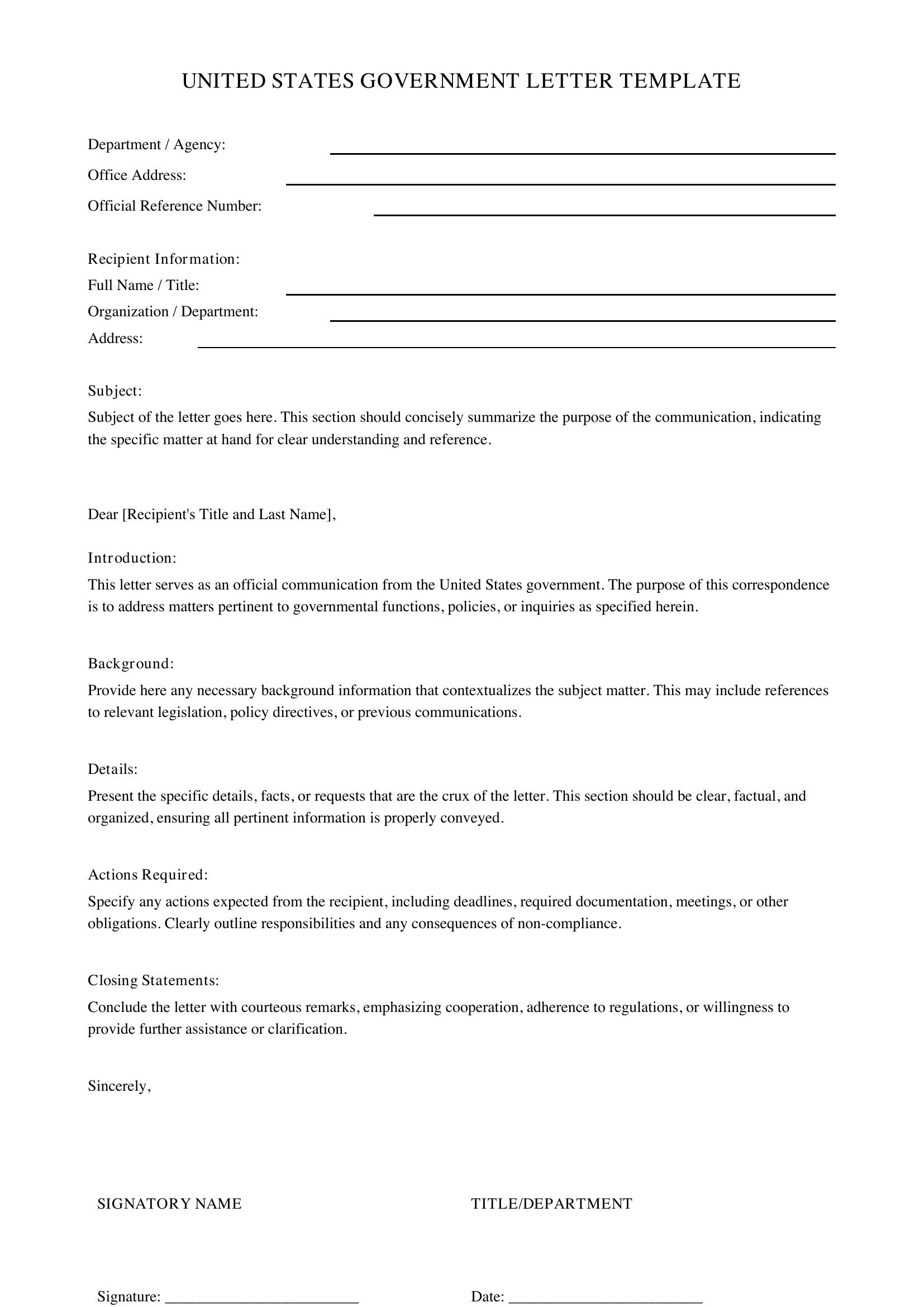 Government Letter Template