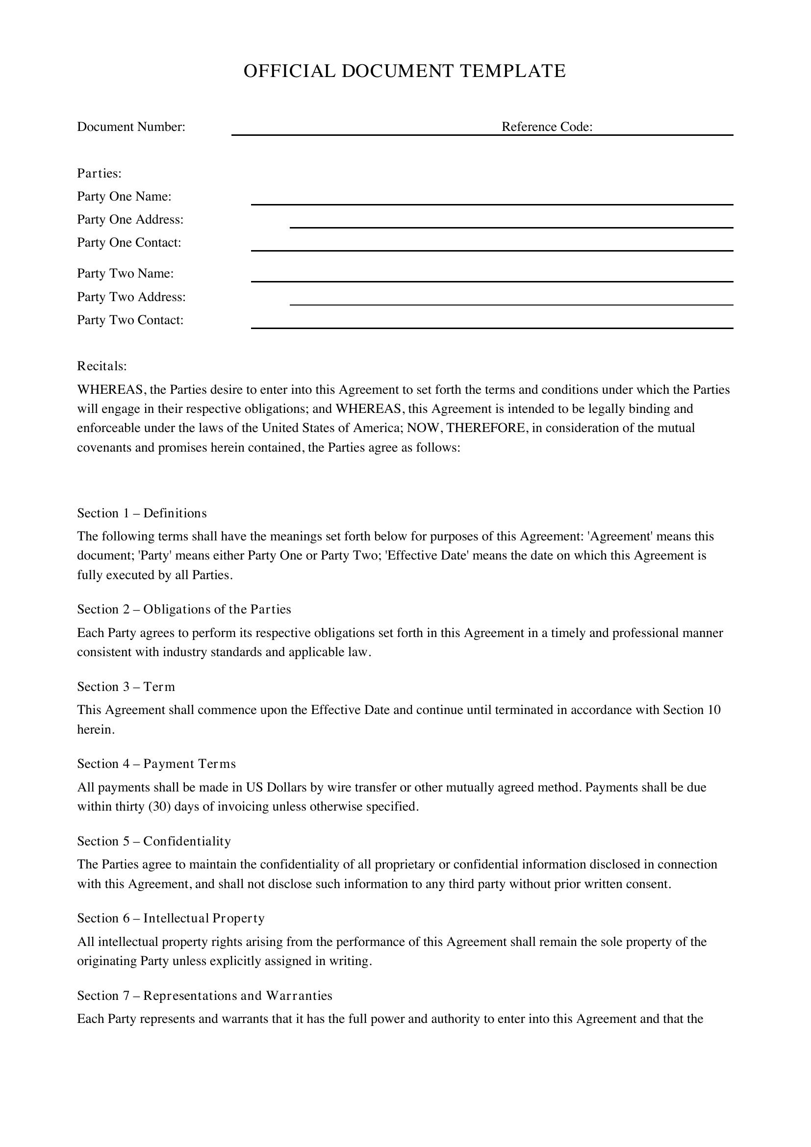 Official Document Template