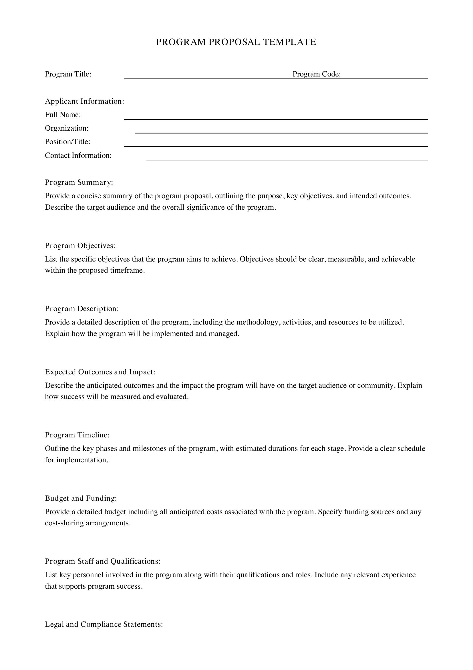 Program Proposal Template