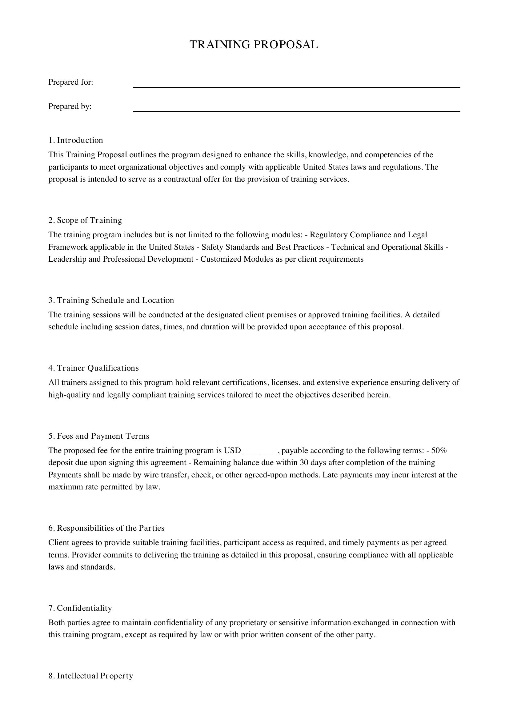Training Proposal Template